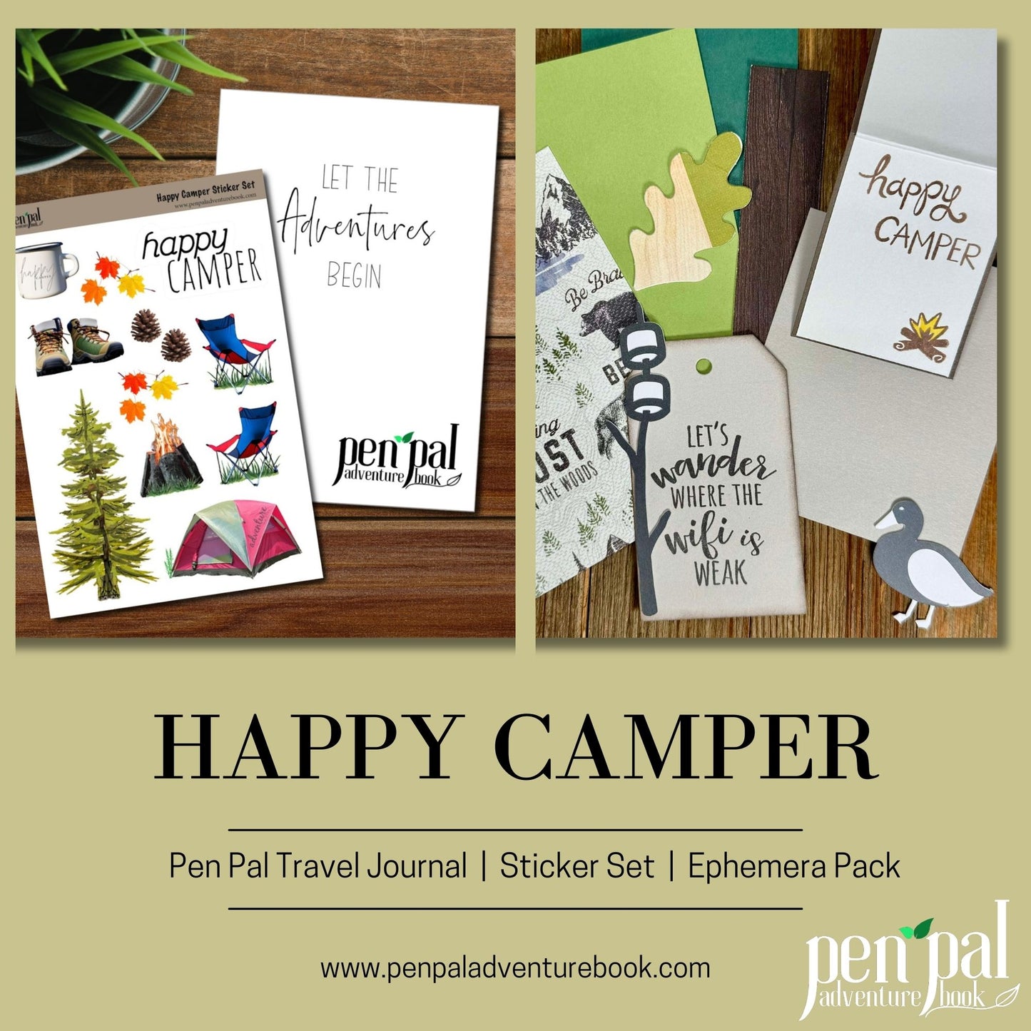 Camping Pen Pal Adventure Book with Ephemera Set - Camp Themed Travel Journal Set 14