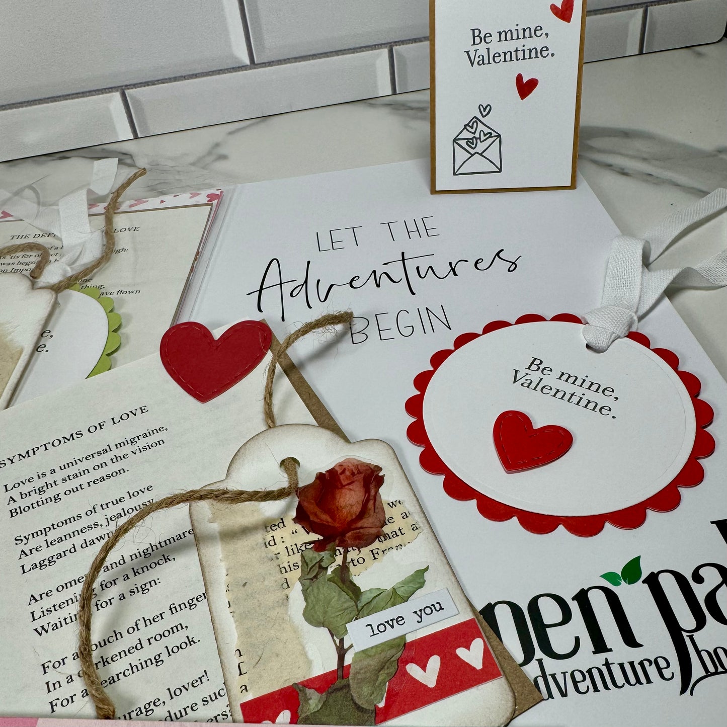 Valentines Pen Pal Adventure Book with Ephemera Set - valentines Themed Travel Journal Gift Set