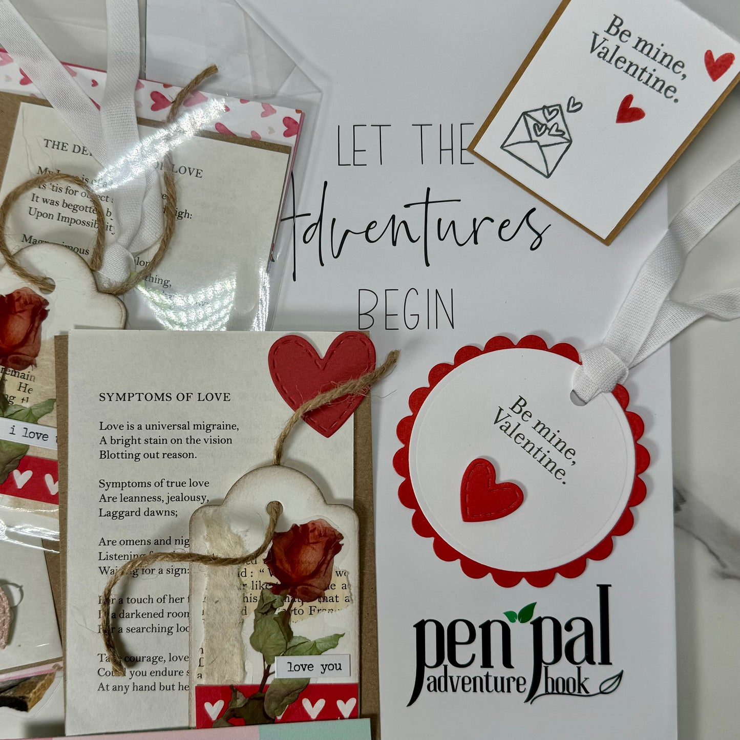 Valentines Pen Pal Adventure Book with Ephemera Set - valentines Themed Travel Journal Gift Set