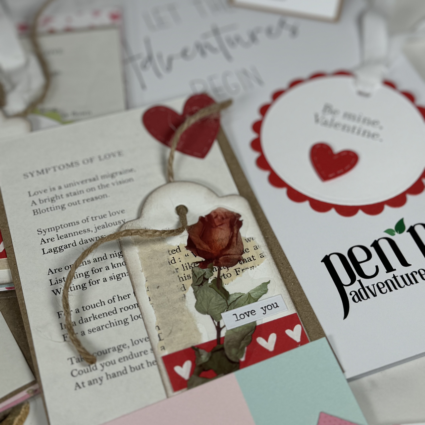 Valentines Pen Pal Adventure Book with Ephemera Set - valentines Themed Travel Journal Gift Set